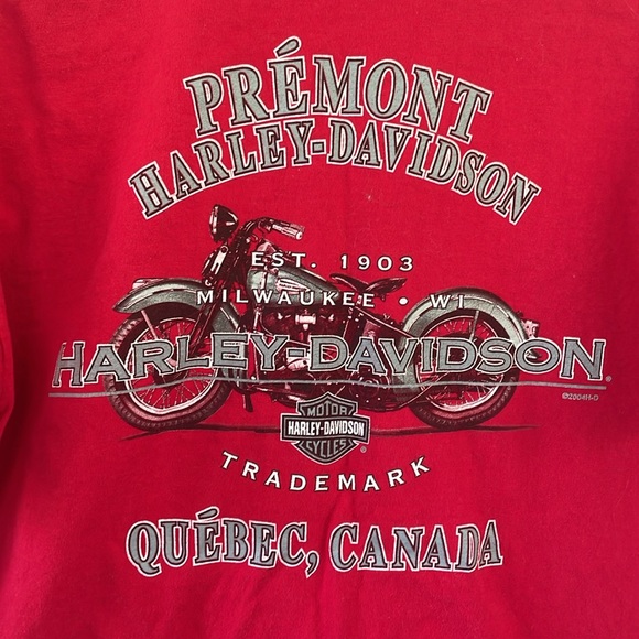 Vintage Harley Davidson Tee T-shirt Red 2004 Premont, Quebec Size Large - Picture 5 of 7